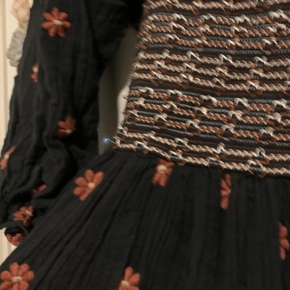 Free People Dahlia embroidered smocked midi dress in black - Picture 6 of 6